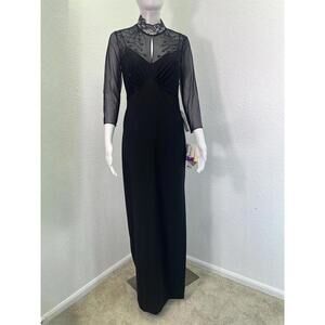 New Y2K Reggio Sz 6 Black Column Dress Maxi Mesh Empire Waist Beaded Whimsigoth
